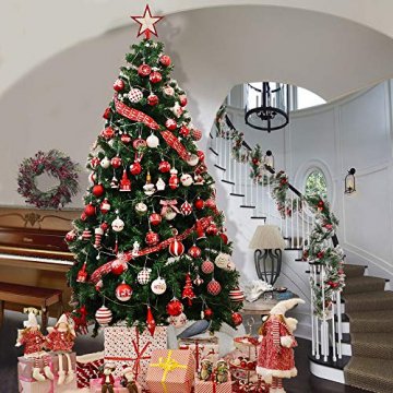 Victor's Workshop Weihnachtskugeln 20tlg.6cm Christbaumkugeln Weihnachtsbaumschmuck Plastik Weihnachten Deko mit Anhänger für Party Weihnachtsdeko Oh Hirsch Thema Rot Weiss MEHRWEGVERPACKUNG - 7