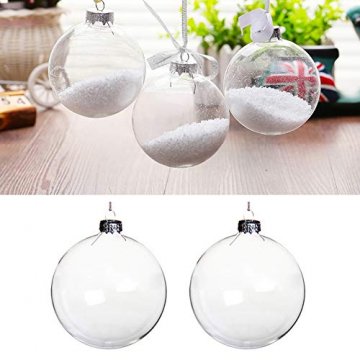 Warmiehomy 5 x Christbaumkugeln aus klarem Glas befüllbare Ornamente für Weihnachten Party Geburtstag Hochzeit Dekoration, Glas, farblos, 10cm - 1