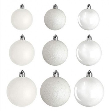 Wohaga® 70 Stück Weihnachtskugeln inkl. Transportbox Christbaumkugeln Baumschmuck Weihnachtsbaumschmuck Baumkugeln-Set, Farbe:Weiss - 2