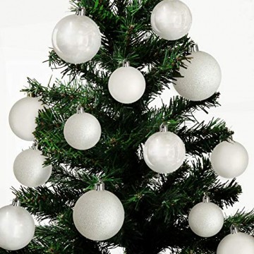 Wohaga® 70 Stück Weihnachtskugeln inkl. Transportbox Christbaumkugeln Baumschmuck Weihnachtsbaumschmuck Baumkugeln-Set, Farbe:Weiss - 3