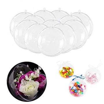 Yeelan Klar Kunststoff Acryl Fillable Transparente Kugel Kugel Christbaumkugel Ornament für Hochzeit Weihnachten Wohnkultur (40mm, Set von 19 stücke) - 3