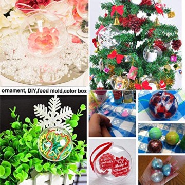 Yeelan Klar Kunststoff Acryl Fillable Transparente Kugel Kugel Christbaumkugel Ornament für Hochzeit Weihnachten Wohnkultur (40mm, Set von 19 stücke) - 7