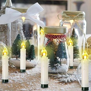 10/20/ 30/40 er Weinachten LED Kerzen Lichterkette Kerzen Weihnachtskerzen Weihnachtsbaum Kerzen mit Fernbedienung Kabellos (Beige, 30er) - 7