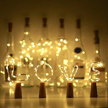 10 Pack LED Flaschenlicht Deko - 2M 20 LED Lichterkette Batterie, Led Korken mit LED Lichterkette für Flasche, Tischdeko Geburtstag, Weihnachten, Hochzeit, Valentinstag, Dekoration Wohnung - 6