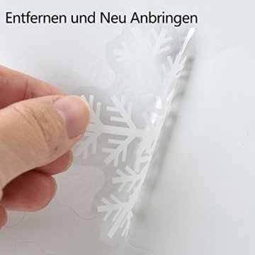 108 Fensterdeko Schneeflocken Schneeflocken Fensterbilder Abnehmbare Fensterdeko Statisch Haftende PVC Aufkleber für Weihnachts-Fenster Dekoration, Türen ,Schaufenster, Vitrinen, Glasfronten - 2