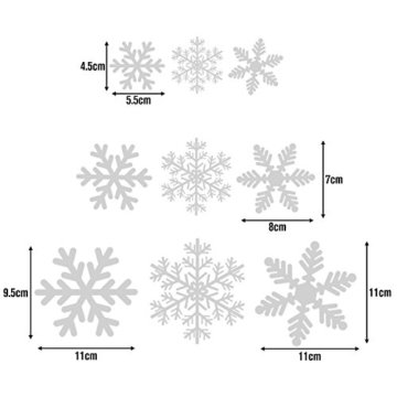 108 Fensterdeko Schneeflocken Schneeflocken Fensterbilder Abnehmbare Fensterdeko Statisch Haftende PVC Aufkleber für Weihnachts-Fenster Dekoration, Türen ,Schaufenster, Vitrinen, Glasfronten - 3