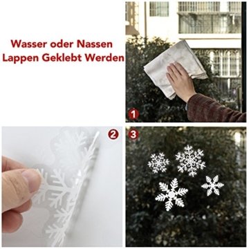 108 Fensterdeko Schneeflocken Schneeflocken Fensterbilder Abnehmbare Fensterdeko Statisch Haftende PVC Aufkleber für Weihnachts-Fenster Dekoration, Türen ,Schaufenster, Vitrinen, Glasfronten - 4