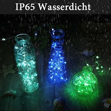 10M 100er Bunt Lichterkette Batterie & USB, 132 Modi 16 Farben LED Lichterkette Außen, Kupferdraht Lichterkette Dimmbar Wasserdicht IP65 mit Fernbedienung für Garten, St. Patrick's Day,Geburtstag Deko - 3