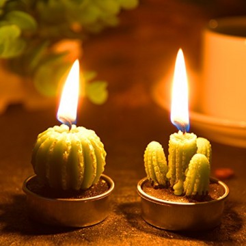 12 Stücke Kaktus Teelicht Kerzen Handgefertigt Zart Saftig Kaktus Kerzen für Party Hochzeit Spa Dekoration Geschenke (Stil C) - 3
