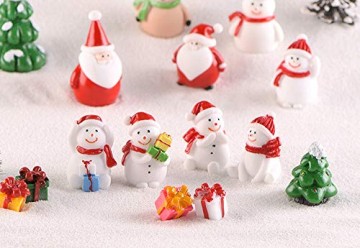 13 Stück Harz Miniatur Garten Figuren Weihnachten Mini Ornamente Set für Fee Garten Deko Weihnachtsdeko Bonsai Puppenhaus Zuhause Tisch Dekoration Landschaft DIY Zubehör Schneemann Weihnachtsmann Baum - 5