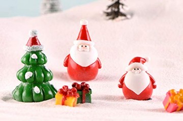 13 Stück Harz Miniatur Garten Figuren Weihnachten Mini Ornamente Set für Fee Garten Deko Weihnachtsdeko Bonsai Puppenhaus Zuhause Tisch Dekoration Landschaft DIY Zubehör Schneemann Weihnachtsmann Baum - 7