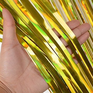 (1m x 2m) 6 stk Lametta Vorhänge Dekoration Folie Vorhang Glitzer Deko Glänzende Fransenvorhang Fransen Party Hintergrund Folien Glitzervorhang Schimmer Weihnachten (Gold) - 6