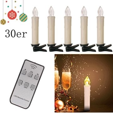 20/30/40er LED Lichterkette Kabellos Weihnachtskerzen Christbaumschmuck Weihnachtsbaumbeleuchtung 30*milchweisse Hülle - 4