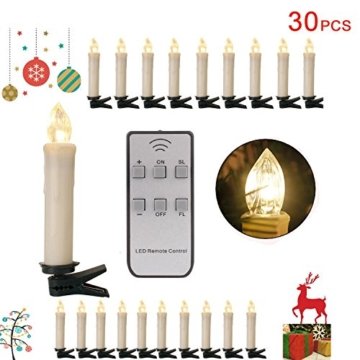 20/30/40er LED Lichterkette Kabellos Weihnachtskerzen Christbaumschmuck Weihnachtsbaumbeleuchtung 30*milchweisse Hülle - 1