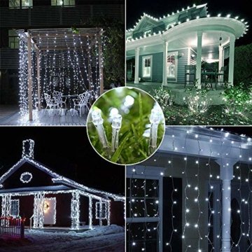 200 LED Lichterkette Außen BrizLabs Kaltweiss Weihnachten Außenbeleuchtung 22M 8 Modi Wasserdicht Weihnachtsbeleuchtung für Outdoor Garten Hochzeit Party Baum Innen Halloween Deko - 6