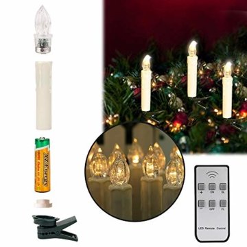 20er LED Kerzen,EXTSUD LED Weihnachtskerzen mit Batterien&Fernbedienung, IP64 Dimmbar Kerzenlichter Warmweiß Flammenlose Kerzen für Weihnachtsbaum,Weihnachtsdeko,Hochzeitsdeko,Geburtstags,Party - 2