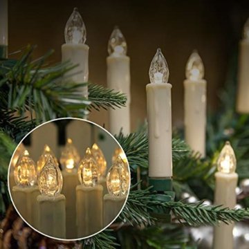 20er LED Kerzen,EXTSUD LED Weihnachtskerzen mit Batterien&Fernbedienung, IP64 Dimmbar Kerzenlichter Warmweiß Flammenlose Kerzen für Weihnachtsbaum,Weihnachtsdeko,Hochzeitsdeko,Geburtstags,Party - 4