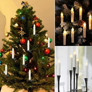 20er LED Kerzen,EXTSUD LED Weihnachtskerzen mit Batterien&Fernbedienung, IP64 Dimmbar Kerzenlichter Warmweiß Flammenlose Kerzen für Weihnachtsbaum,Weihnachtsdeko,Hochzeitsdeko,Geburtstags,Party - 8