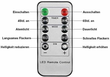 30er LED Kerzen Timer mit Fernbedienung, Weihnachtskerzen, IP64 Dimmbar Kerzenlichter Flammenlose Weihnachtskerzen für Weihnachtsbaum, Weihnachtsdeko, Hochzeit, Geburtstags, Party - 5