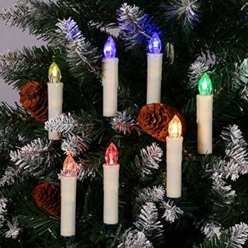 40/30/20/10x Set LED Kerzen Weihnachtskerzen RGB&Warmweiß mit Batterien Fernbedienung Timer IP64 Wasserdicht inkl. Klammer Saugnapf Steckdrne für Auß-Innen Weihnachten Weihnachtsbaum Hochzeit Partys - 6