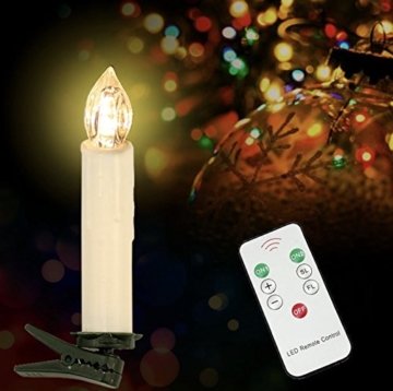 40er Christbaumkerzen Kabellos Warmweiß Flammenlos Weihnachtsbaum Lichterkette mit Fernbedienung - 4