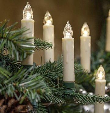 40er Christbaumkerzen Kabellos Warmweiß Flammenlos Weihnachtsbaum Lichterkette mit Fernbedienung - 6