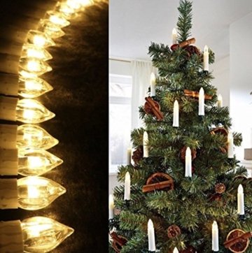 40er Christbaumkerzen Kabellos Warmweiß Flammenlos Weihnachtsbaum Lichterkette mit Fernbedienung - 8