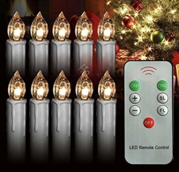 40x Mini kabellose LED Mini Christbaumkerzen LED Christbaumkerzen Basis-Set mit Kerzen und IR-Fernbedienung Wasserdichte LED Weihnachtskerzen mit LED Kerzen (40 er) - 4