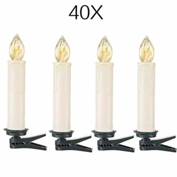 40x Mini kabellose LED Mini Christbaumkerzen LED Christbaumkerzen Basis-Set mit Kerzen und IR-Fernbedienung Wasserdichte LED Weihnachtskerzen mit LED Kerzen (40 er) - 1