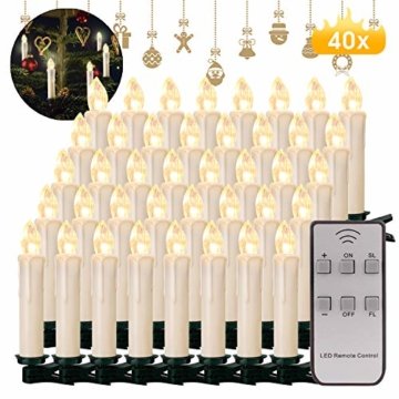 40x Weinachten LED Kerzen Kabellos Weihnachtskerzen Christbaumkerzen Dimmen Flackern Baumkerze-Set,Kerzen Lichtfarbe warmweiß - 1
