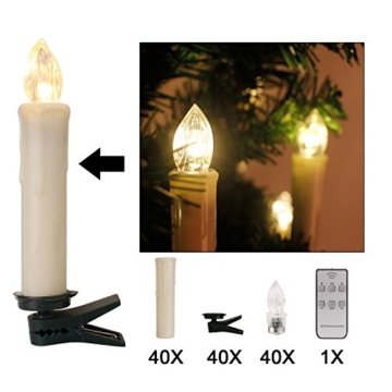 40x Weinachten LED Kerzen Kabellos Weihnachtskerzen Christbaumkerzen Dimmen Flackern Baumkerze-Set,Kerzen Lichtfarbe warmweiß - 5