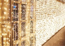 600 LEDs Lichterkette 6m * 3m IDESION 8 Betriebsarten LED Lichtervorhang für Innenausstattung Außenbereich Schlafzimmer Hochzeit Weihnachten Party (Warmweiß) - 1