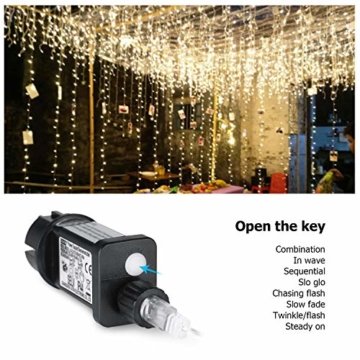 600 LEDs Lichterkette 6m * 3m IDESION 8 Betriebsarten LED Lichtervorhang für Innenausstattung Außenbereich Schlafzimmer Hochzeit Weihnachten Party (Warmweiß) - 5