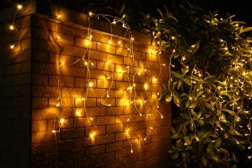 600er LED 15m Eisregen Lichterkette Lichtervorhang Eiszapfen Außen Innen Deko für Garten Party Hochzeit Strombetrieben mit Stecker Gresonic [Energieklasse A+] (Warmweiß, Dauerlicht) - 3