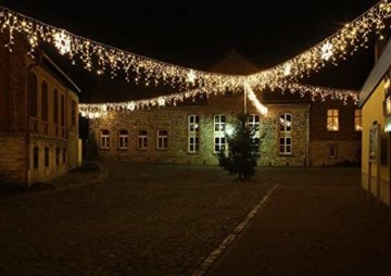 600er LED 15m Eisregen Lichterkette Lichtervorhang Eiszapfen Außen Innen Deko für Garten Party Hochzeit Strombetrieben mit Stecker Gresonic [Energieklasse A+] (Warmweiß, Dauerlicht) - 7