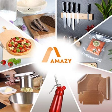 Amazy Schiefer Untersetzer Set (8 Stück) inkl. Kreidestift – Dekorative Glasuntersetzer aus 100% Natur Schieferplatten mit praktischem Halter aus Filz – Tolle Geschenkidee (eckig | 10x10 cm) - 6