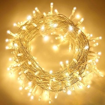 ANKOUJA Lichterkette LED Innen Außen Warmweiß 100er Verbindlich & Memroyfunktion für Weihnachten Zimmer Bett Hochzeit Party Schlafzimmer Weihnachtsbaum 31V-8 Funktion Partylicherkette - 1