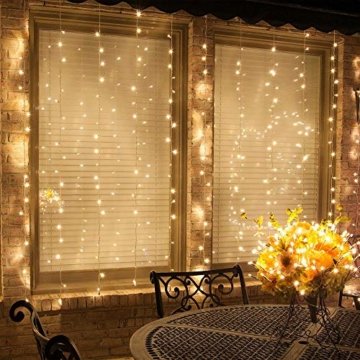 ANKOUJA Lichterkette LED Innen Außen Warmweiß 100er Verbindlich & Memroyfunktion für Weihnachten Zimmer Bett Hochzeit Party Schlafzimmer Weihnachtsbaum 31V-8 Funktion Partylicherkette - 9