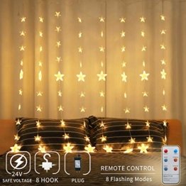Areskey LED Lichterketten,80 Sterne 144 LEDs Anschließbar Sternenvorhang mit 8 Modi Fernbedienung, Weihnachtsbeleuchtung für Fenster Dekoration Innen Aussen Weihnachtsschmuck (2x1,5M) - 1
