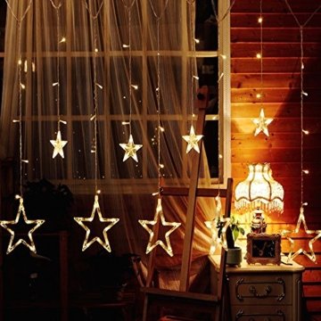 Avoalre Lichtervorhang 12 Sterne 2M Lichterkette 138LEDs Lichter Ketten (max. 13 Sätze) Erweiterbar mit 8 Modi Weihnachtsbeleuchtung im Innen/Außen - 2
