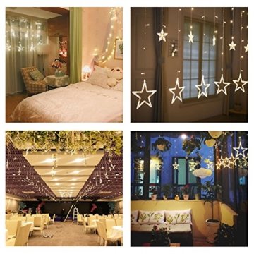Avoalre Lichtervorhang 12 Sterne 2M Lichterkette 138LEDs Lichter Ketten (max. 13 Sätze) Erweiterbar mit 8 Modi Weihnachtsbeleuchtung im Innen/Außen - 3