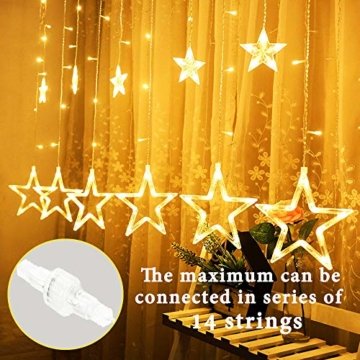 Avoalre Lichtervorhang 12 Sterne 2M Lichterkette 138LEDs Lichter Ketten (max. 13 Sätze) Erweiterbar mit 8 Modi Weihnachtsbeleuchtung im Innen/Außen - 6