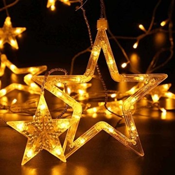 Avoalre Lichtervorhang 12 Sterne 2M Lichterkette 138LEDs Lichter Ketten (max. 13 Sätze) Erweiterbar mit 8 Modi Weihnachtsbeleuchtung im Innen/Außen - 7