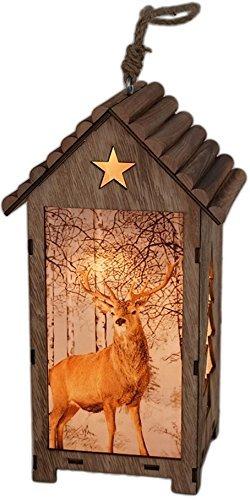 Bambelaa! LED Leuchthaus Hirsch Weihnachtsdeko Holz Weihnachtsbeleuchtung innen kabellos Weihnachten Haus - 4