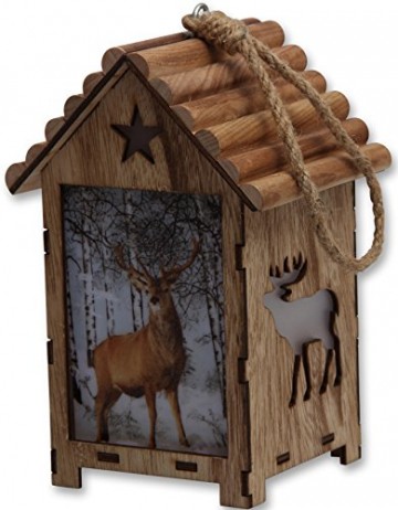 Bambelaa! LED Leuchthaus Hirsch Weihnachtsdeko Holz Weihnachtsbeleuchtung innen kabellos Weihnachten Haus - 7