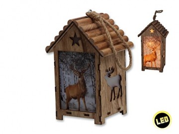 Bambelaa! LED Leuchthaus Hirsch Weihnachtsdeko Holz Weihnachtsbeleuchtung innen kabellos Weihnachten Haus - 8