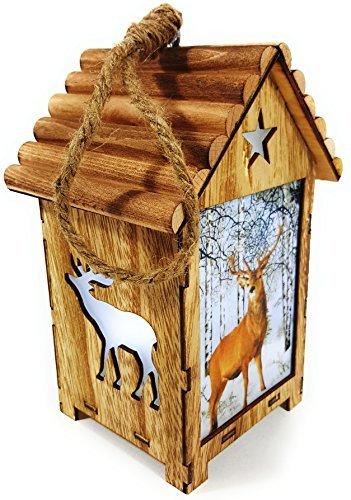 Bambelaa! LED Leuchthaus Hirsch Weihnachtsdeko Holz Weihnachtsbeleuchtung innen kabellos Weihnachten Haus - 1