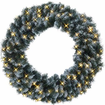 Best Season LED-Tannenkranz mit Schneedecor, beleuchtet circa Durchmesser 90 cm, 80 warmweiß Pisello LED Outdoor, Trafo Karton 612-28 - 1