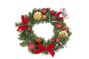 Best Season Tannenkranz, ca. 30 cm 10 warmweisse LED DEK, Plastik, Grün, 30 x 30 x 9 cm - 