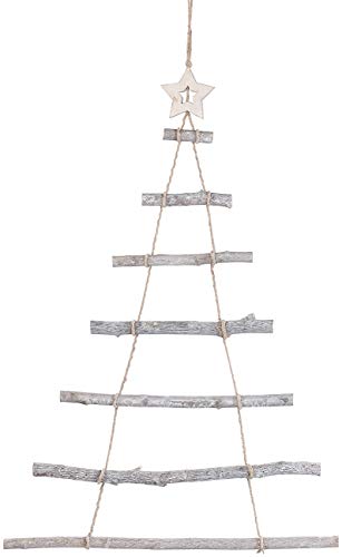 Britesta Deko Weihnachtsbaum Holz: Deko-Holzleiter in Weihnachtsbaum-Form zum Aufhängen, 48 x 78 cm (Deko Holzleiter Tannenbaum) - 3